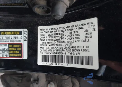 2015 Honda Cr-V Lx from USA, damaged, VIN 2HKRM3H34FH513646